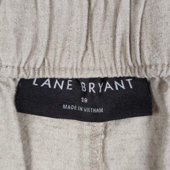 Lane Bryant Pants Womens Size 18 Linen Blend Elastic Waist Drawstring Pockets - Picture 6 of 14